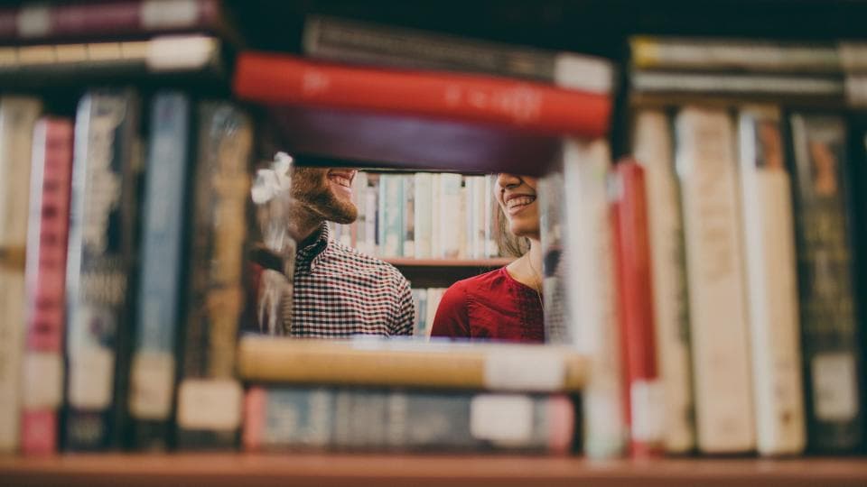 Bookshelf in a library