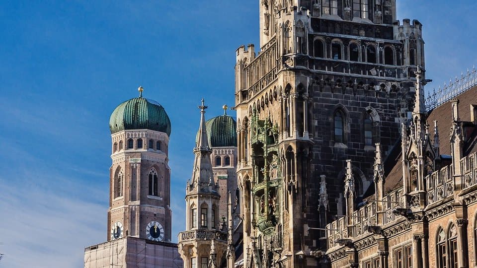 The Frauenkirche and the New Town Hall in Munich