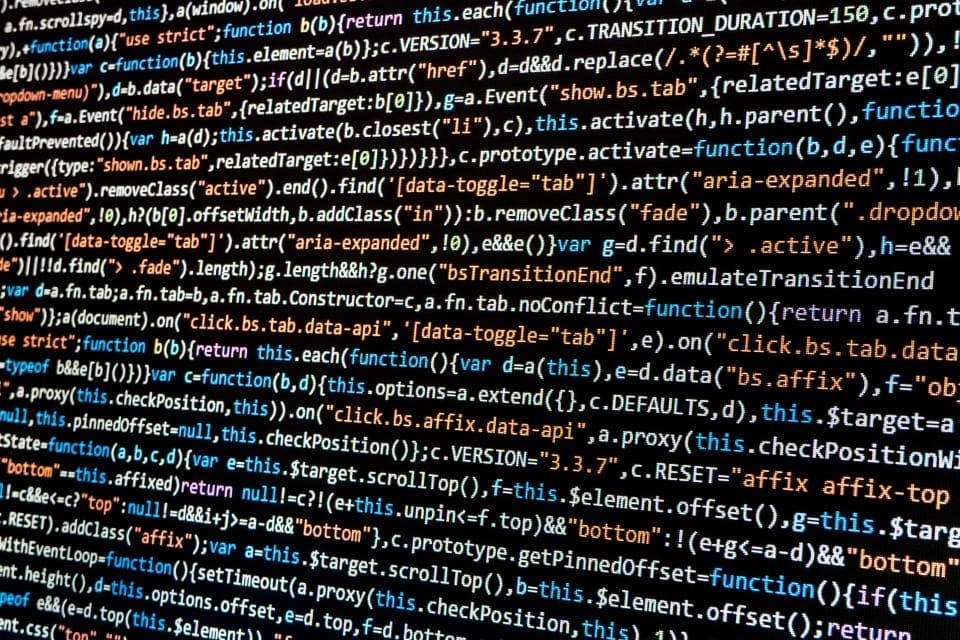 Programmcode auf einem Bildschirm in Nahaufnahme